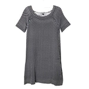 J Crew Women Dress S Mod Shift Knit Black White Polka Dot Casual Preppy Feminine